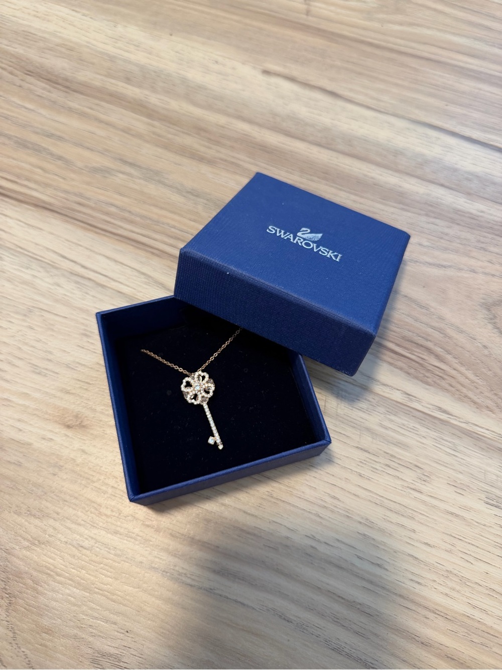 Swarovski Gold Crystal Key Pendant Necklace